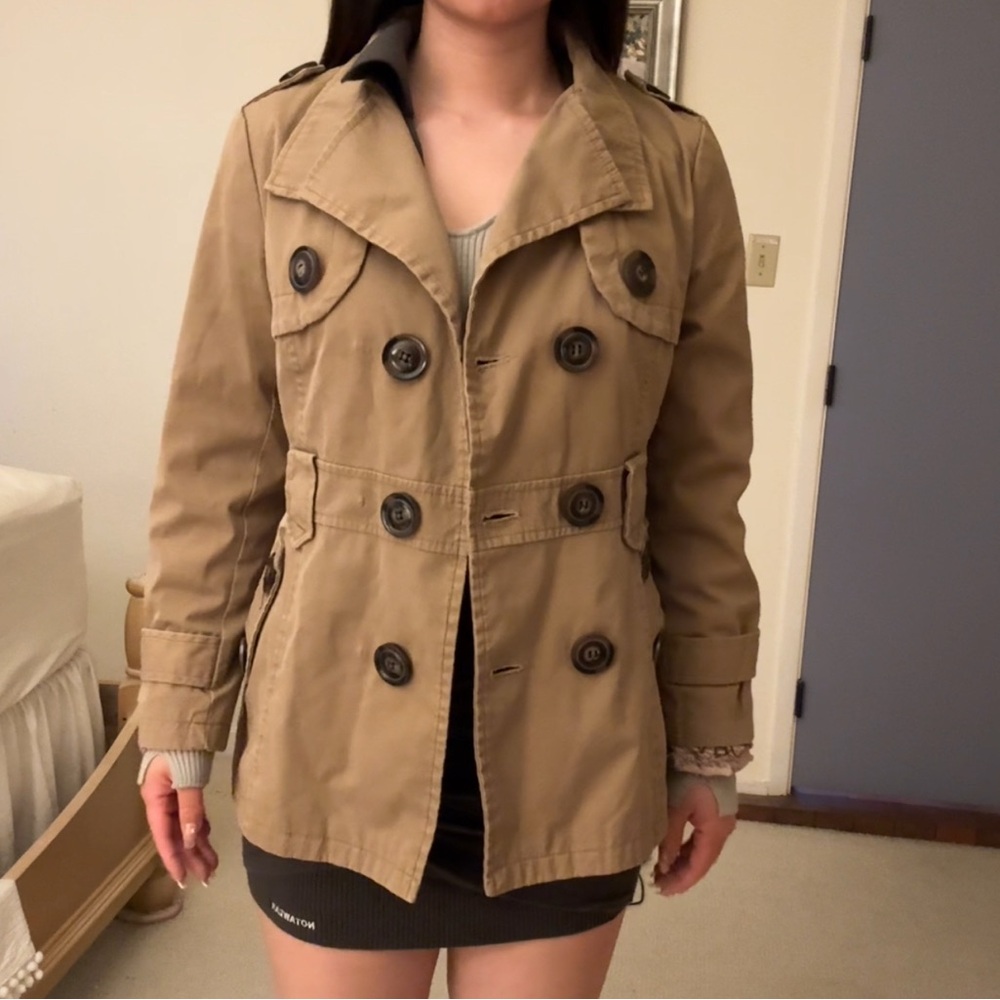 Women's Tan Double-Breasted Coat